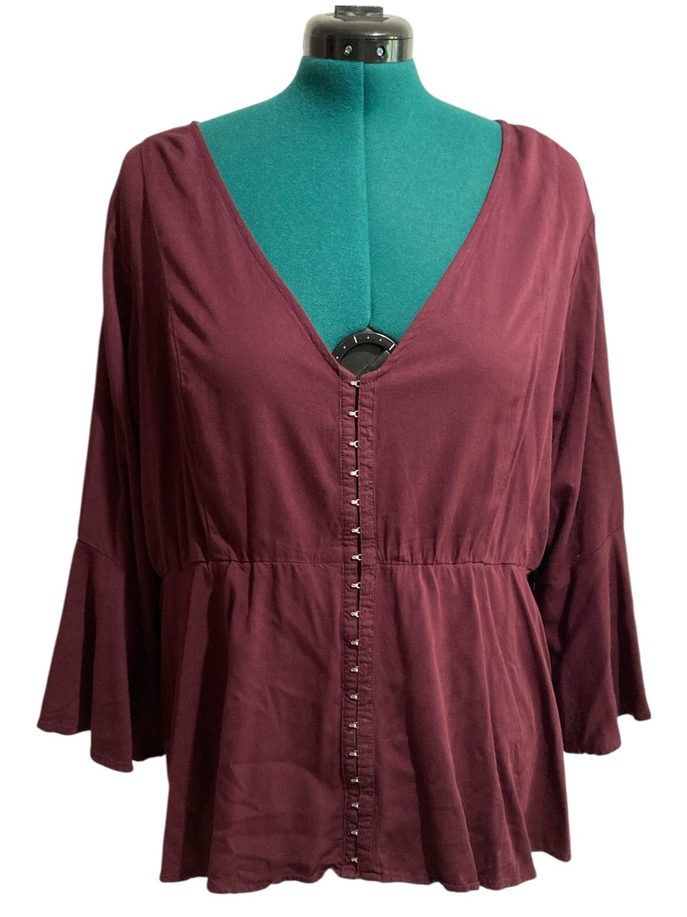 Torrid Bell Sleeve Corset Style V-Neck Blouse